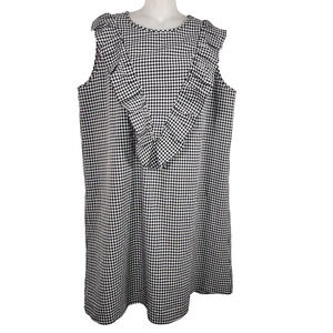 Nursing Queen Maternity Dress 2X Breastfeeding Black Gingham Zippers Ruffle
